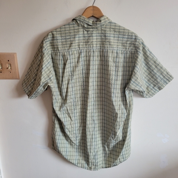 Exofficio Hiking Short Sleeve Button Down Blue Green Plaid Medium - Picture 9 of 10